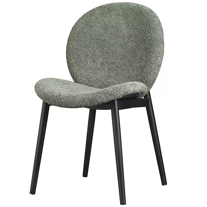 Стул с круглой мягкой спинкой и сиденьем из буклированной ткани Comfortable Fit Зеленый Розовый Стул с круглой мягкой спинкой и сиденьем из буклированной ткани Comfortable Fit Зеленый Розовый в Перми | Loft Concept