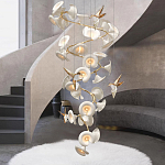 Люстра каскадная из белых цветов каллы и птичек Refined Taste of Light варинант исполнения - 4 | Loft Concept в Перми