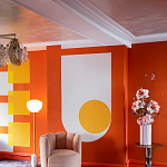 Обои ручная роспись Chez Nina by India Mahdavi Lantana colourway on Arancio dyed silk варинант исполнения - 5 | Loft Concept в Перми