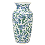 Ваза с зелено-голубым цветочным узором на белом фоне 61 см Blue & White Ornament варинант исполнения - 1 | Loft Concept в Перми