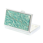 Таблетница карманная прямоугольная на 7 отделений с зеркалом и накладкой из натурального камня Амазонит Silver Stone Pillboxes варинант исполнения - 2 | Loft Concept в Перми