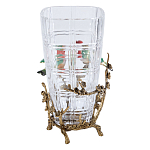 Ваза стеклянная прозрачная с бронзовым основанием в виде ветвей и фарфоровыми птичками Eden Garden варинант исполнения - 2 | Loft Concept в Перми