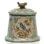 Шкатулка голубого цвета с рисунком и состаренным эффектом Eden Garden варинант исполнения - 1 | Loft Concept в Перми