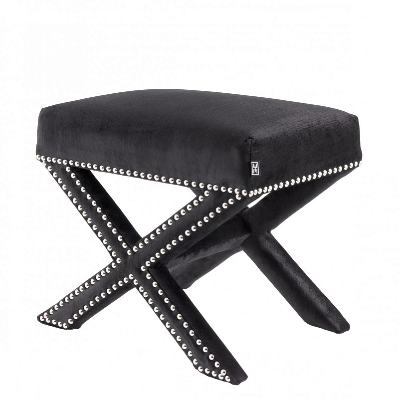 Оттоманка Eichholtz Stool Perugia Black Черный Никель в Перми | Loft Concept 