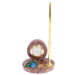 Часы настольные с шариковой металлической ручкой из натурального камня Stone Clock варинант исполнения - 4 | Loft Concept в Перми
