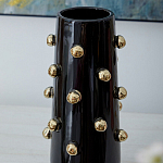 Ваза черная цилиндрическая с глянцевым покрытием и золотыми декоративными элементами Molecule Collection варинант исполнения - 2 | Loft Concept в Перми