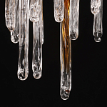 Люстра линейная золотого цвета с декоративными ветвями и длинными стеклянными подвесками в форме сосулек Droplet Chandelier варинант исполнения - 9 | Loft Concept в Перми