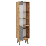 Шкаф-витрина с фасадом цвета серый бетон и стеклянной дверкой Grace of Furniture варинант исполнения - 2 | Loft Concept в Перми