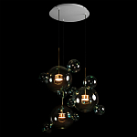 Люстра подвесная с прозрачными бирюзовыми стеклянными шарами и круглым основанием 3 лампы Giopato & Coombes варинант исполнения - 4 | Loft Concept в Перми