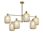 Люстра потолочная с абажурами из металлической сетки Loft Grid Pendant Gold варинант исполнения - 1 | Loft Concept в Перми