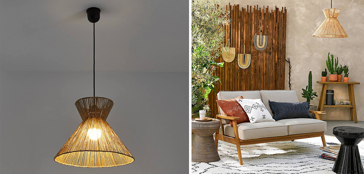 Подвесной светильник Signe Wicker Hemp Beige Horn Подвесной светильник Signe Wicker Hemp Beige Horn - Loft-Concept в Перми
