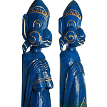 Комплект из 2-х деревянных статуэток Asmat Statuettes Blue Green варинант исполнения - 6 | Loft Concept в Перми