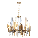 Люстра с вертикальными стеклянными элементами и металлическим каркасом цвета Латунь Vertical Glass варинант исполнения - 1 | Loft Concept в Перми
