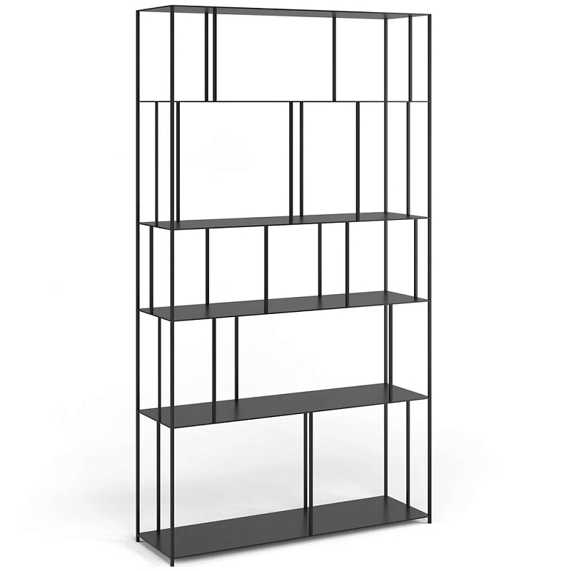 Стеллаж из металла широкий Wide Menzie Metal Rack Black Черный в Перми | Loft Concept 