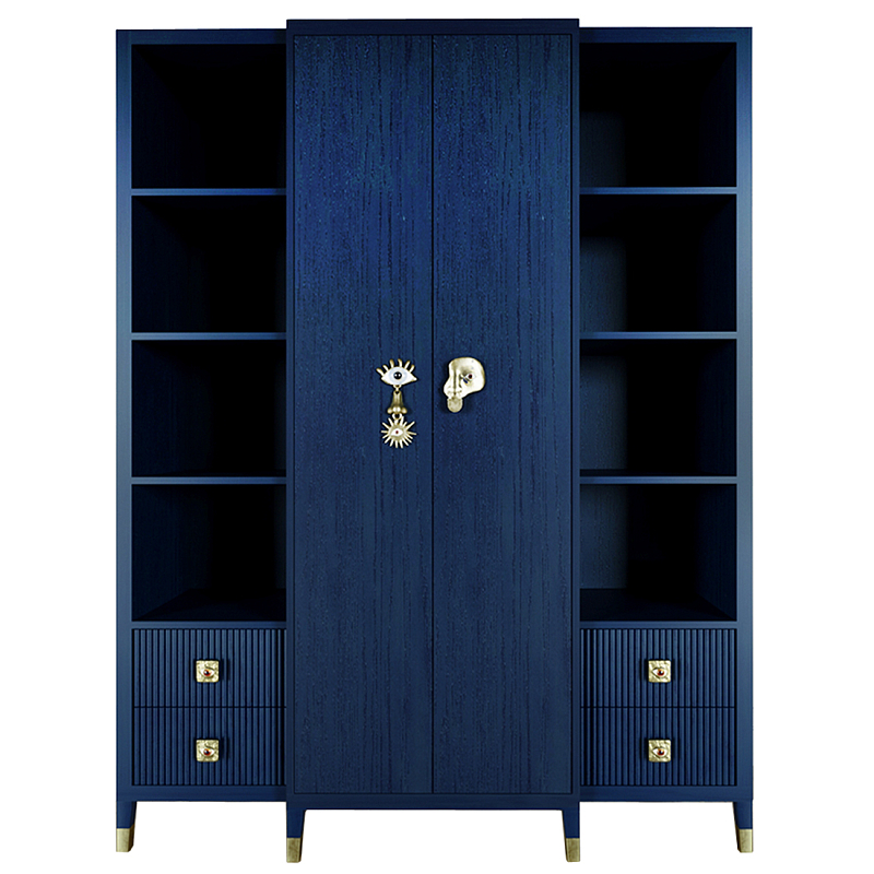 Большой шкаф с витриной Elsa Dreams Blue Синий Золотой в Перми | Loft Concept 
