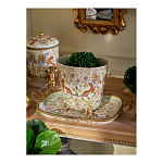 Кашпо с растительным и животным орнаментом на бронзовых ножках Turquoise Blooming Garden варинант исполнения - 6 | Loft Concept в Перми