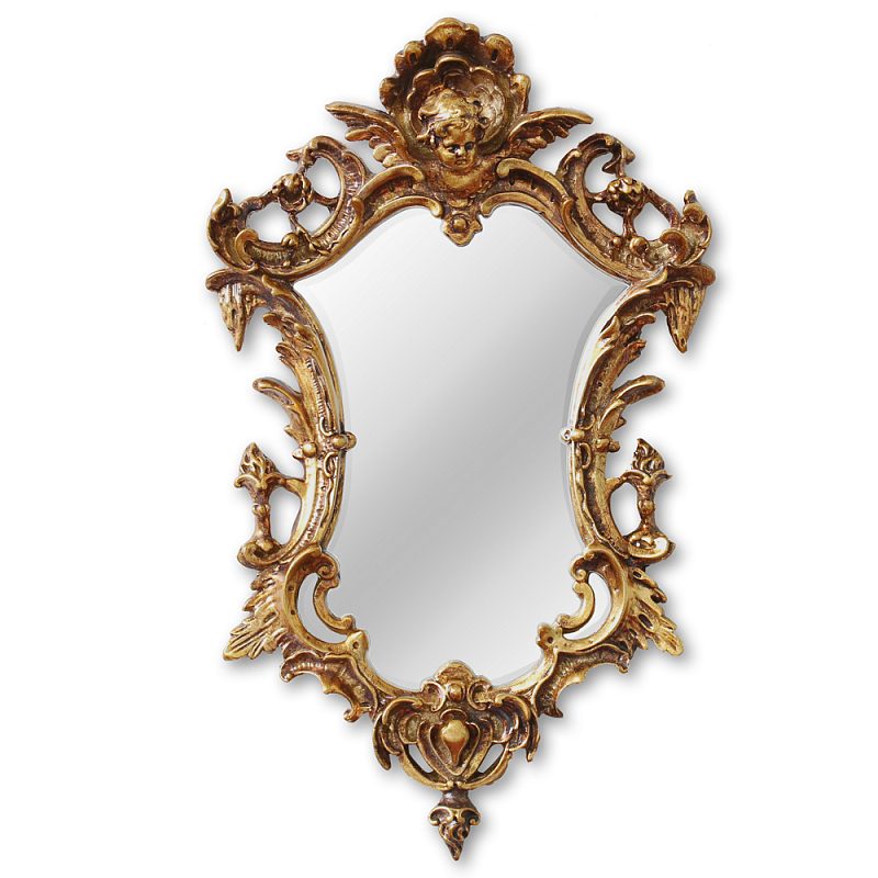 Зеркало настенное в ажурной раме золотого цвета с эффектом старины Classic Ornament Mirror Золотой в Перми | Loft Concept 