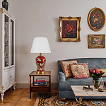 Настольная лампа бордовая с изображением птиц Slip Away варинант исполнения - 5 | Loft Concept в Перми