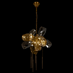 Люстра подвесная со стеклянными плафонами из дымчатого и золотистого с шестью вертикальными подвесками Gilded Mirage  варинант исполнения - 6 | Loft Concept в Перми
