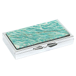 Таблетница карманная прямоугольная на 7 отделений с зеркалом и накладкой из натурального камня Амазонит Silver Stone Pillboxes варинант исполнения - 1 | Loft Concept в Перми