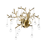 Бра в форме ветвей деревьев золотого цвета с прозрачными подвесками-каплями Droplet Bra варинант исполнения - 3 | Loft Concept в Перми