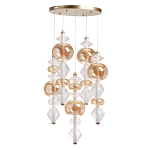Люстра с плафонами из прозрачного и янтарного стекла в виде шаров и ромбов Gabriel Scott Luna варинант исполнения - 2 | Loft Concept в Перми