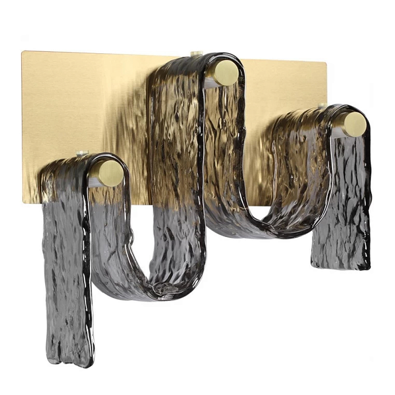 Бра волнистой формы из фактурного стекла Big Wave Дымчатый (Smoke) Янтарный в Перми | Loft Concept 