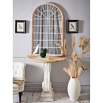 Зеркало-окно настенное в венецианском стиле с деревянной рамой бежевого цвета Venetian Smooth варинант исполнения - 4 | Loft Concept в Перми