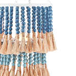 Подвесной светильник двухъярусный с декором из круглых деревянных бусин с кисточками Blue Wooden Beads Chandelier варинант исполнения - 1 | Loft Concept в Перми