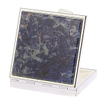 Таблетница карманная квадратная с 4-мя отделениями с зеркалом и накладкой из натурального камня Содалит Silver Stone Pillboxes варинант исполнения - 2 | Loft Concept в Перми