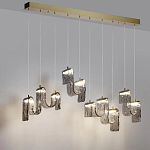 Подвесной светильник линейный с плафонами волнистой формы из фактурного стекла Big Wave варинант исполнения - 4 | Loft Concept в Перми