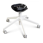 Стул с мягкой синей обивкой из велюра и подъемно-поворотным механизмом на белых колесиках Harper Blue and White варинант исполнения - 5 | Loft Concept в Перми