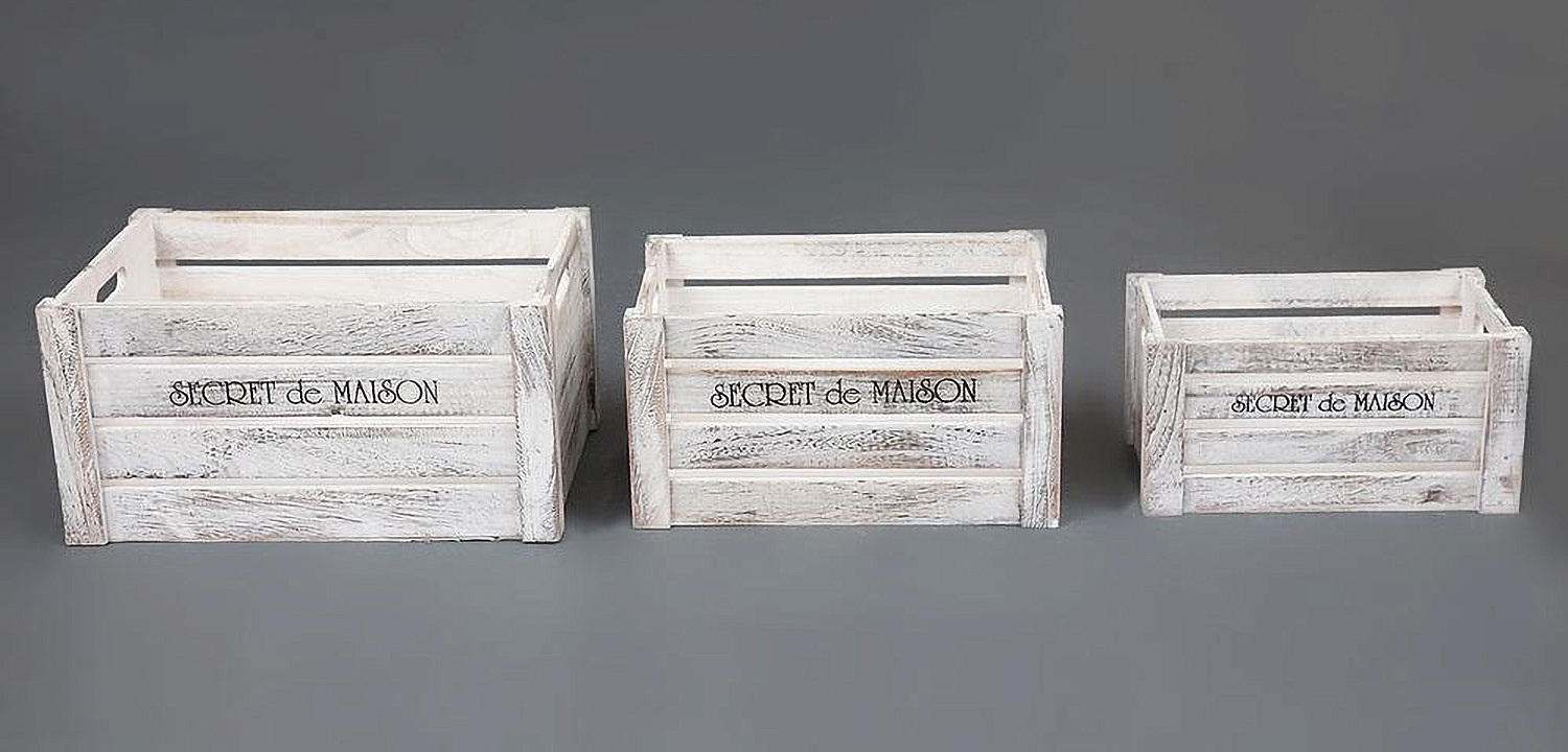 Набор из трёх ящиков Set of three antique white boxes  - Loft-Concept в Перми