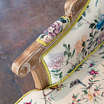 Кресло из натурального бука бежевое с изображением птиц и цветов Beige Green Chinoiserie Garden Armchair варинант исполнения - 5 | Loft Concept в Перми