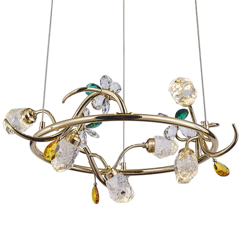 Люстра с хрустальными плафонами и декором Alvere Crystal Chandelier 6 Золотой Прозрачный Изумрудный Янтарный Люстра с хрустальными плафонами и декором Alvere Crystal Chandelier 6 Золотой Прозрачный Изумрудный Янтарный в Перми | Loft Concept