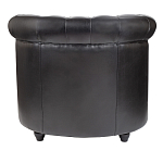 Кресло кожаное с мягкими подлокотниками на 4-х деревянных ножках Logan Leather Armchair black варинант исполнения - 3 | Loft Concept в Перми