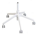 Стул с мягкой синей обивкой из велюра и подъемно-поворотным механизмом на белых колесиках Harper Blue and White варинант исполнения - 4 | Loft Concept в Перми