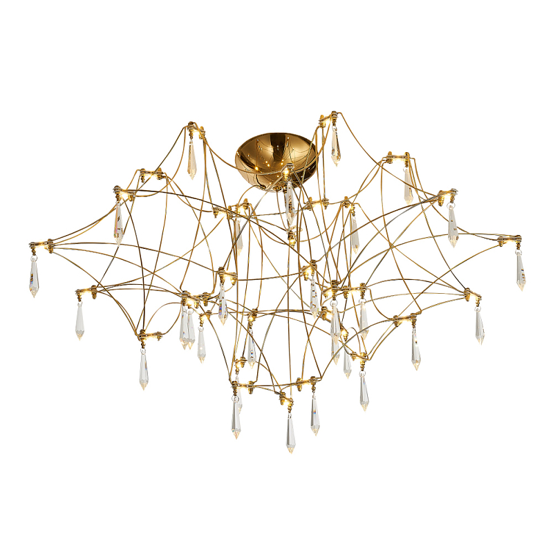 Потолочный светильник с тонкой металлической конструкцией цвета золото Quasar Золотой Прозрачный в Перми | Loft Concept 