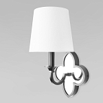 Бра с белым текстильным абажуром и декоративным основанием в виде четырехлистника с зеркальной вставкой Vitorino варинант исполнения - 8 | Loft Concept в Перми