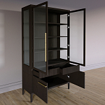 Витрина Primo со стеклянными фасадами и буфетом шпон Темный орех варинант исполнения - 4 | Loft Concept в Перми