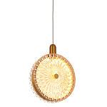 Подвесной светильник с плафоном из рельефного стекла Peony Glass Bronze  варинант исполнения - 1 | Loft Concept в Перми