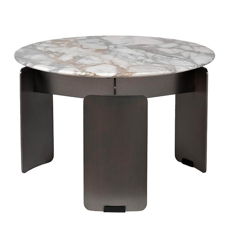 Столик журнальный с круглой мраморной столешницей на трех опорах Marble Stone Drawing  в Перми | Loft Concept 