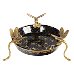 Блюдо черного цвета из фрафора на бронзовых ножках в виде стрекоз Eden Garden варинант исполнения - 2 | Loft Concept в Перми