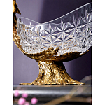 Чаша из прозрачного стекла на бронзовой подставке в виде павлина с рельефным хвостом Eden Garden варинант исполнения - 5 | Loft Concept в Перми