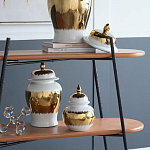 Ваза белая с крышкой и золотистыми фрагментами Chinoiserie Ceramics варинант исполнения - 2 | Loft Concept в Перми