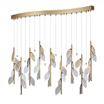 Люстра с золотистыми трубками и прозрачными стеклянными листьями на подвесах Sylva  варинант исполнения - 3 | Loft Concept в Перми