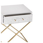 Приставной столик с выдвижным ящиком  White Table Carved Pattern варинант исполнения - 2 | Loft Concept в Перми