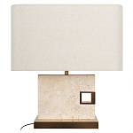 Настольная лампа с прямоугольным основанием из натурального камня c тканевым абажуром Lapis Tiburtinus варинант исполнения - 1 | Loft Concept в Перми