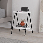 Стол приставной с 2-мя круглыми белыми столешницами ESSEL SIDE TABLE WHITE варинант исполнения - 4 | Loft Concept в Перми