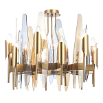 Люстра с вертикальными стеклянными элементами и металлическим каркасом цвета Латунь Vertical Glass варинант исполнения - 2 | Loft Concept в Перми
